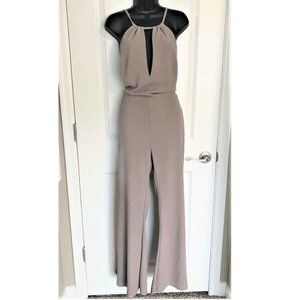 Mocha Open back wide leg jumpsuit